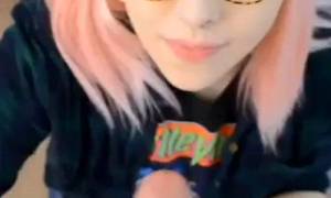 Cute Girl With Pink Hair Cum On Face