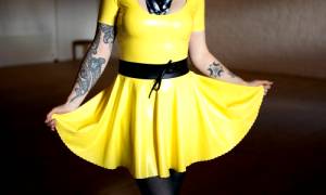 Didi Ou In A Yellow Latex Dress